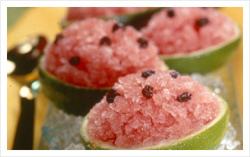 Watermelon Granita-Filled Lime Cups Photo